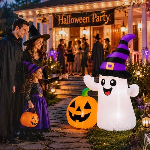 Toiyjofe 5.5FT Halloween Inflatables Ghost with Pumpkin Yard Decoration