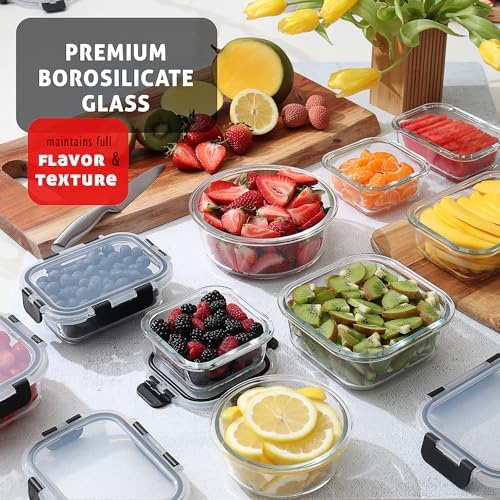 Nestl 48pc Glass Storage Containers with Lids, 24 Glass Food Storage Containe...