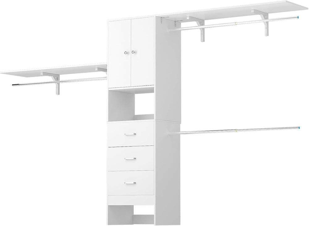 120 Inches Closet System With Doors, 10FT Walk In Closet Organizer with 3 She...