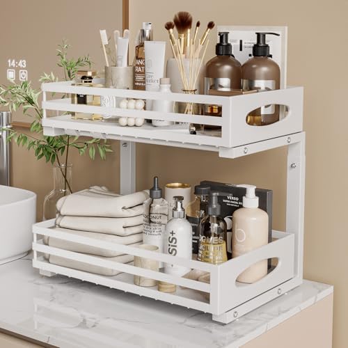 Under Sink Organizer, 2 Tier Under Sink Organizers and Storage, Adjustable He...