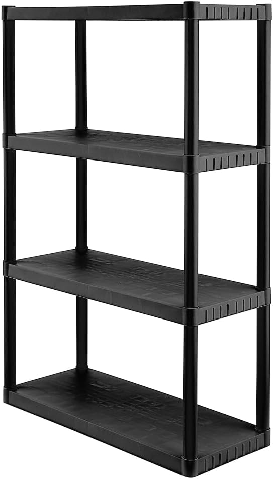 CENTREX CX 4-Tier Medium Duty Plastic Storage Shelves for Garage, Black