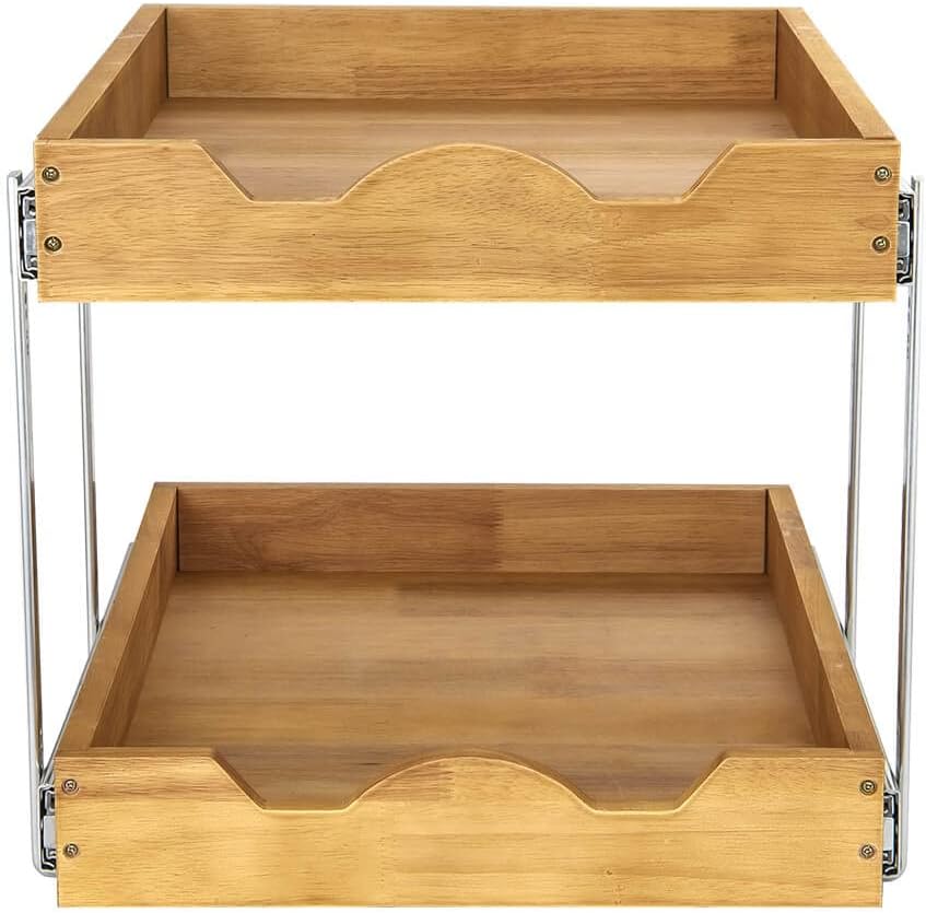 DINDON 2 Tier Pull Out Cabinet Organizer (14" W x 18" D) Slide Out ...