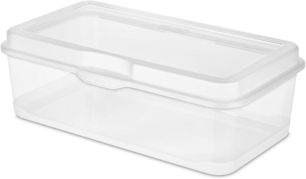 Sterilite Rectangular Large FlipTop, Clear Plastic Storage Box, 6-Pack
