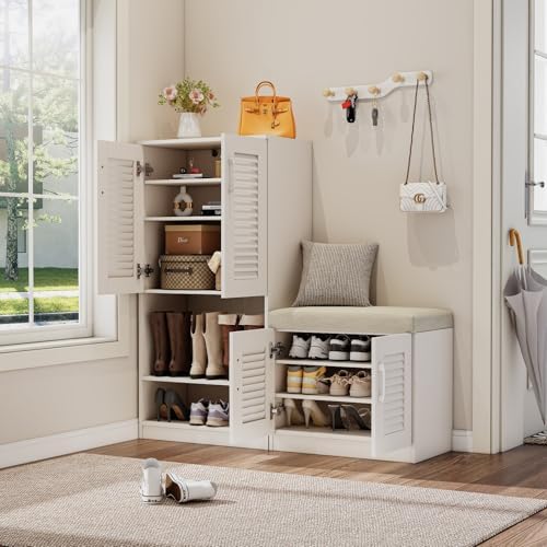 Spaco Shoe Cabinet with Storage Bench Set for Entryway,7-Tier Shoe Storage Ca...