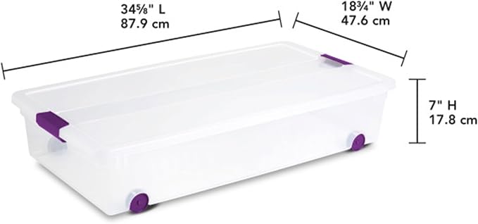 Sterilite 4-Pack 60 Quart ClearView Latch Box, Wheeled Underbed Organizer Bins