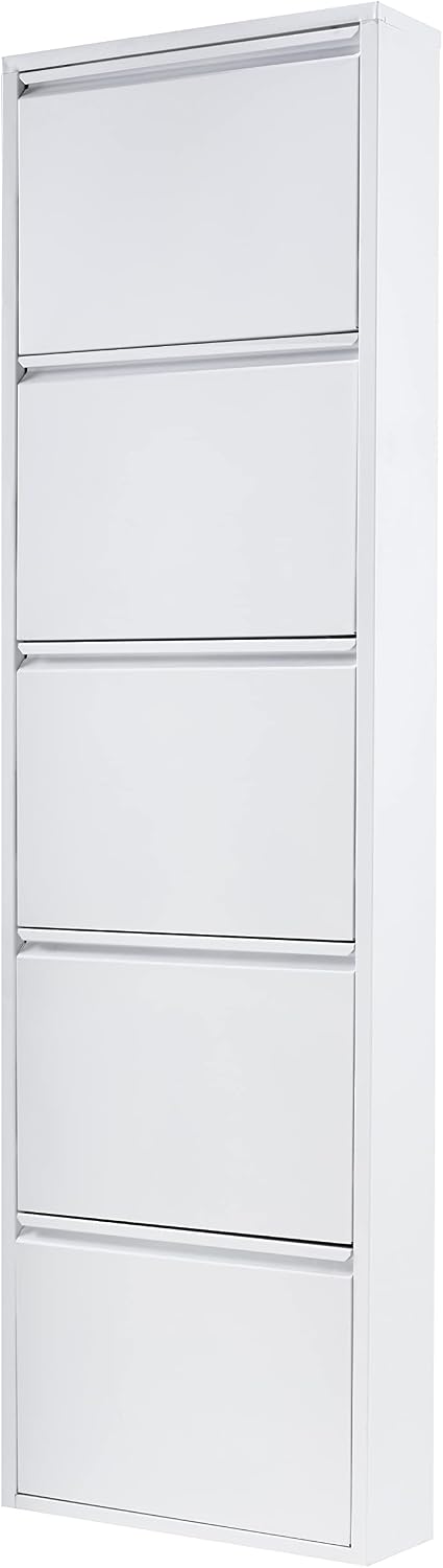 Flip Drawer Shoe Cabinet, Storage Organizer, Freestanding Shoe Rack, Wall Mou...