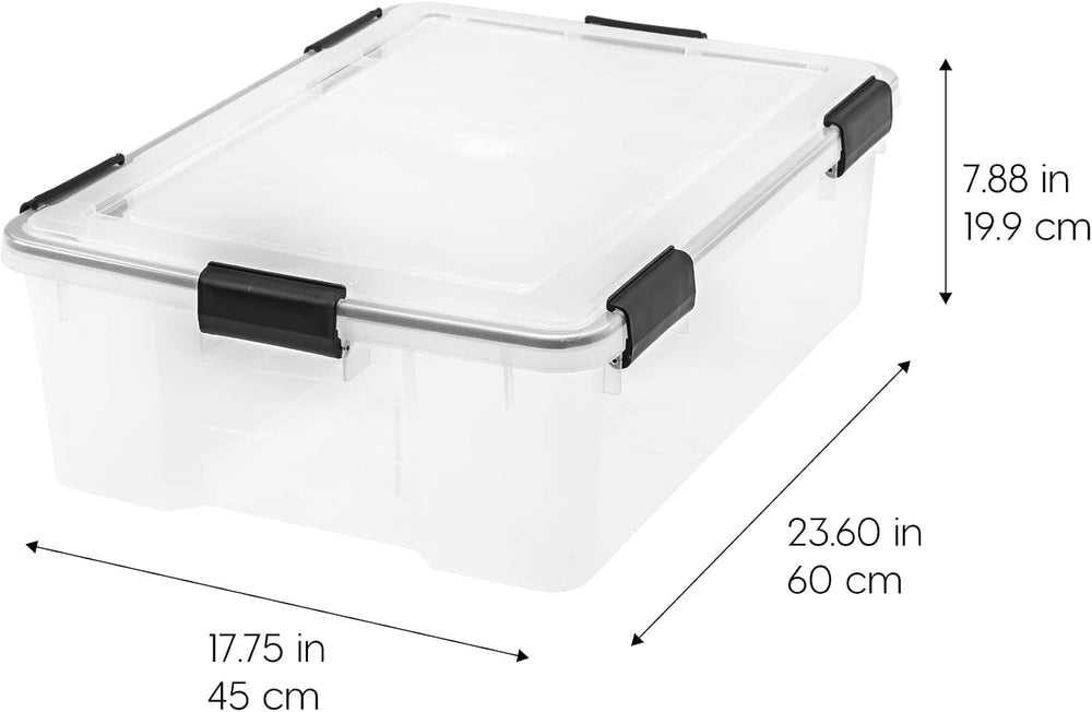 IRIS USA 4-Pack 41 Qt Storage Bins with Gasket Lids, Clear/Black