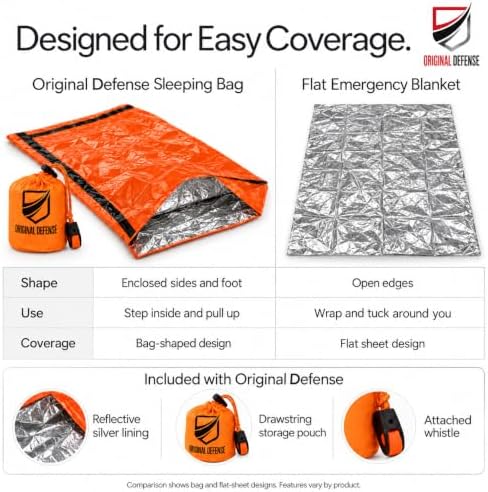 Original Defense® Emergency Sleeping Bag – Waterproof Bivvy Sack & Surviv...