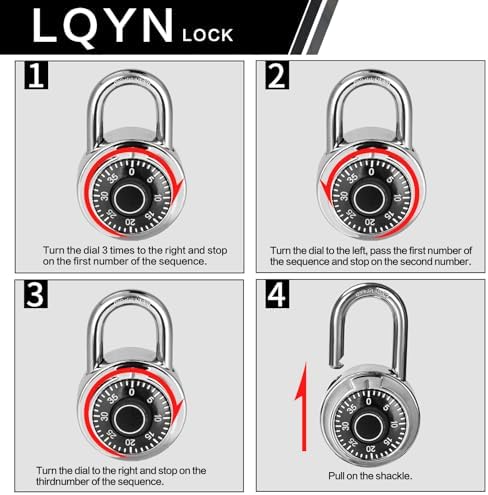 Combination Lock, LQYN Dial Combination Padlock, Pack of 60; Black