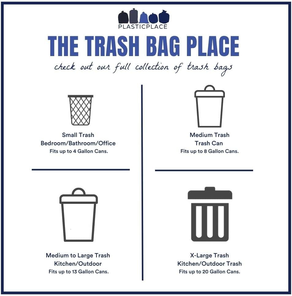 Plasticplace 4 Gallon Trash Bags, 6 Microns, Clear Garbage Can High Density L...