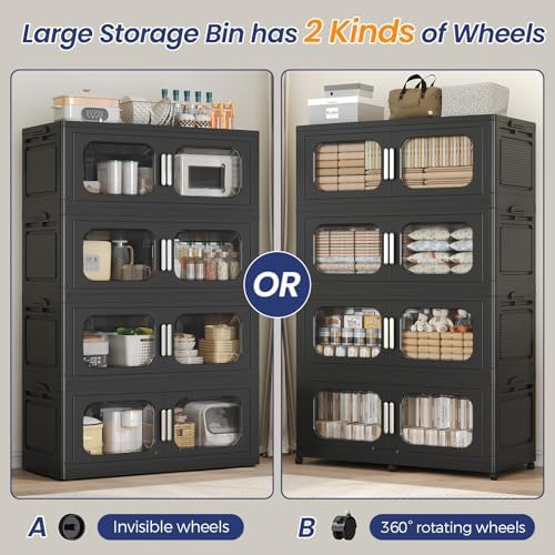 200GAL Extra Large Storage Bins with Lid, 800QT Storage Bins with Wheels, Fol...