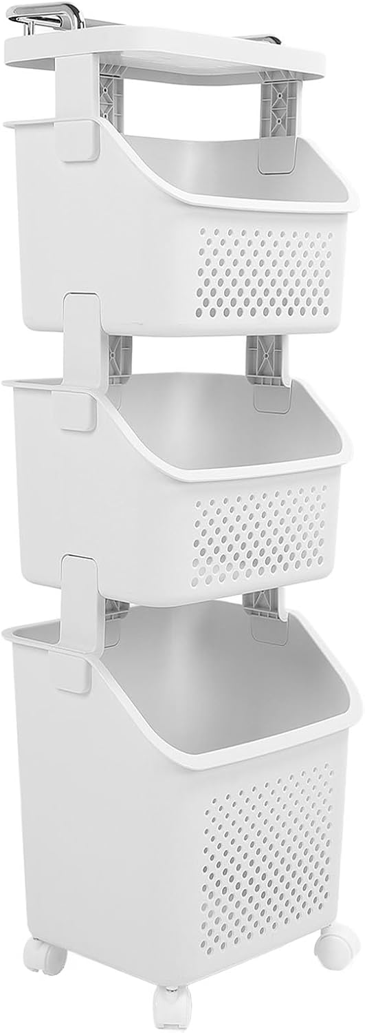 3 Tier Laundry Basket Organizer with Wheels, Tiered Laundry Basket Organizer,...