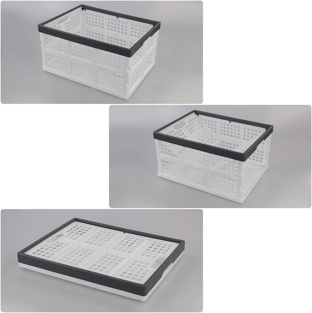 Teyyvn 3-Pack 30 L Plastic Stackable Collapsible Storage Crates