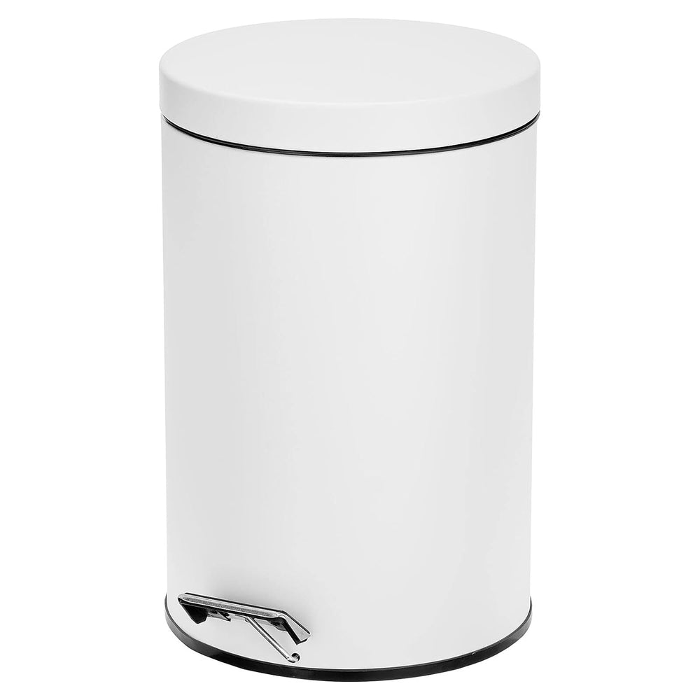 mDesign 3.2 Gallon/12 Liter Round Metal Step Trash Wastebasket, Garbage Conta...