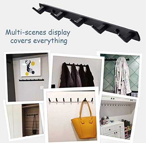 Wall Mounted Coat Rack, 7 Hooks, 25.7"x1.3", Modern, Black, 2 Pcs