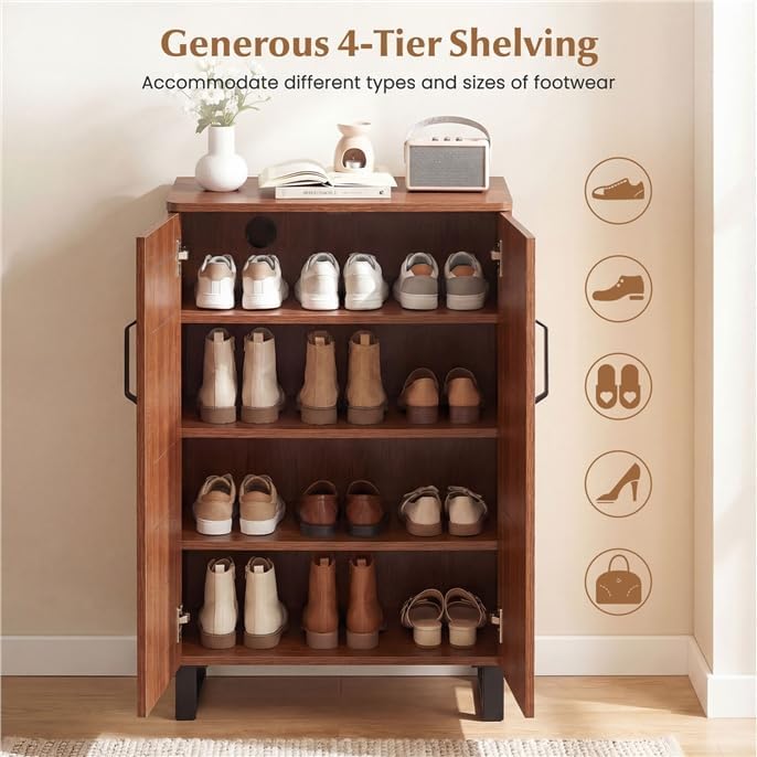 GIANTEX 5-Tier Shoe Storage Cabinet for Entryway (Brown)