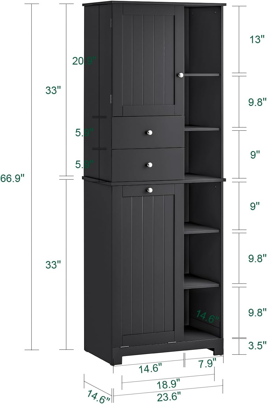 SoBuy Tall Tilt-Out Laundry Hamper Cabinet with Removable Basket and Shelves,...