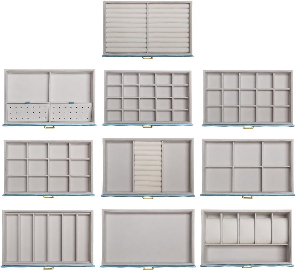 Extra Large Jewelry Box Organizer with 10 Drawers - Premium Faux Leather Stor...