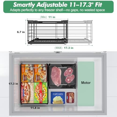 ADRIMER Freezer Organizer Bins, 4 Packs Foldable & Stackable Chest Freeze...