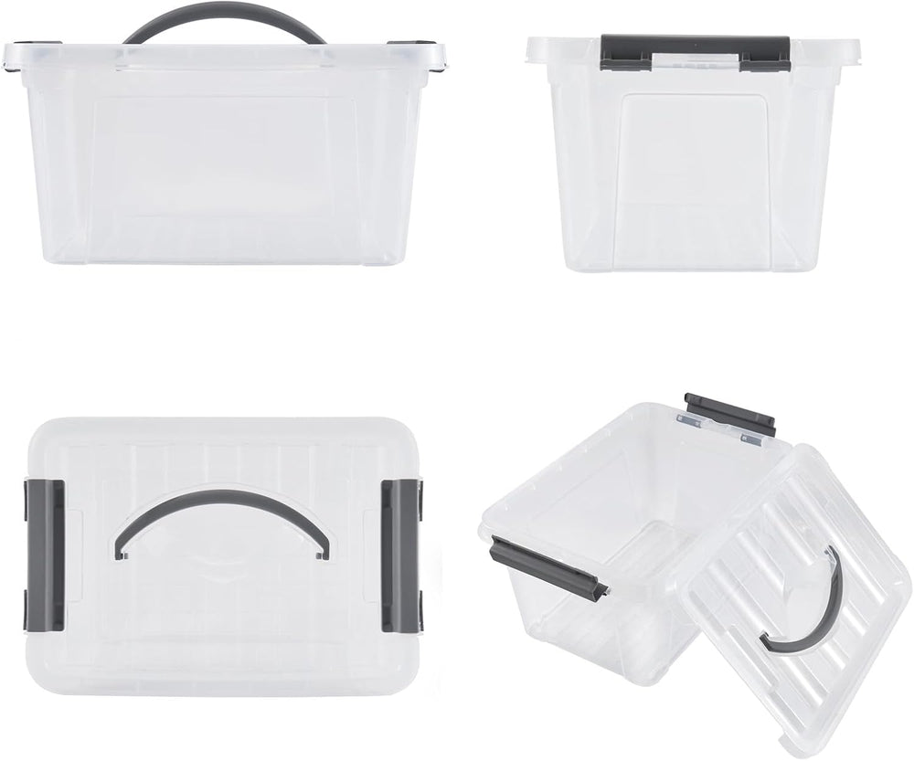 Eslite 6 Quart Plastic Stackable Storage Latch Bins,Clear Latching Box with H...