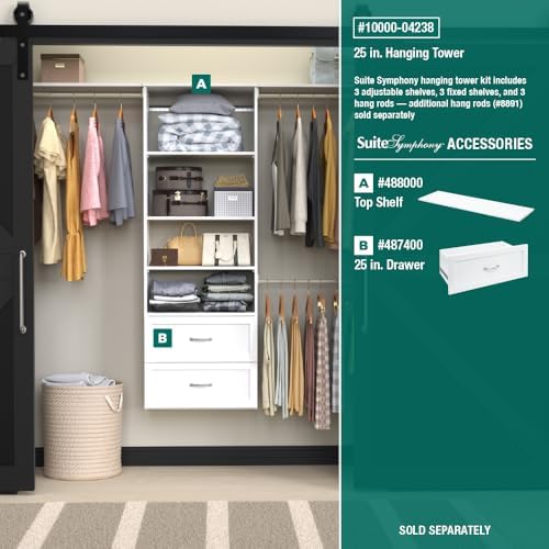 ClosetMaid SuiteSymphony Hanging Closet Kit Includes (1) Tower, (3) Closet Ro...