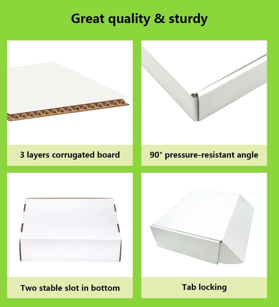 8x6x3 inches Shipping Boxes 50 Pack,TUKYLIL White Corrugated Cardboard Box,Ma...