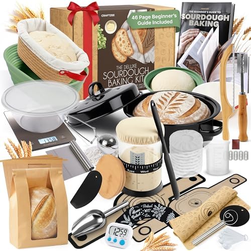 CraftZee Super All-Inclusive 𝗣𝗥𝗘𝗠𝗜𝗨𝗠 Sourdough Starter Kit with Pot - Sourdou...