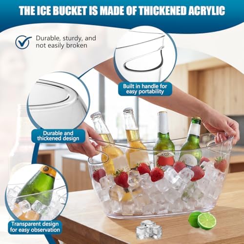 OBTANIM 2 Pack Clear Acrylic Ice Buckets Large Champagne Drink Cooler Storage...