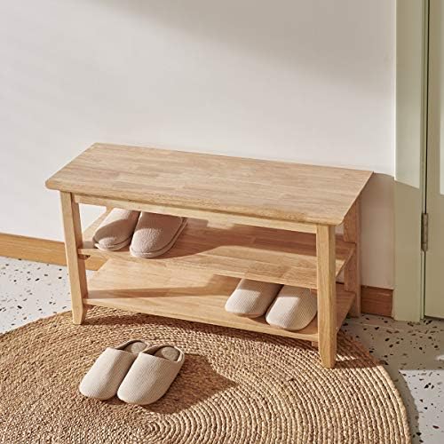 XKZG Shoe Rack Bench Wooden Storage Bench Entryway Bench, Natural, 31.5"