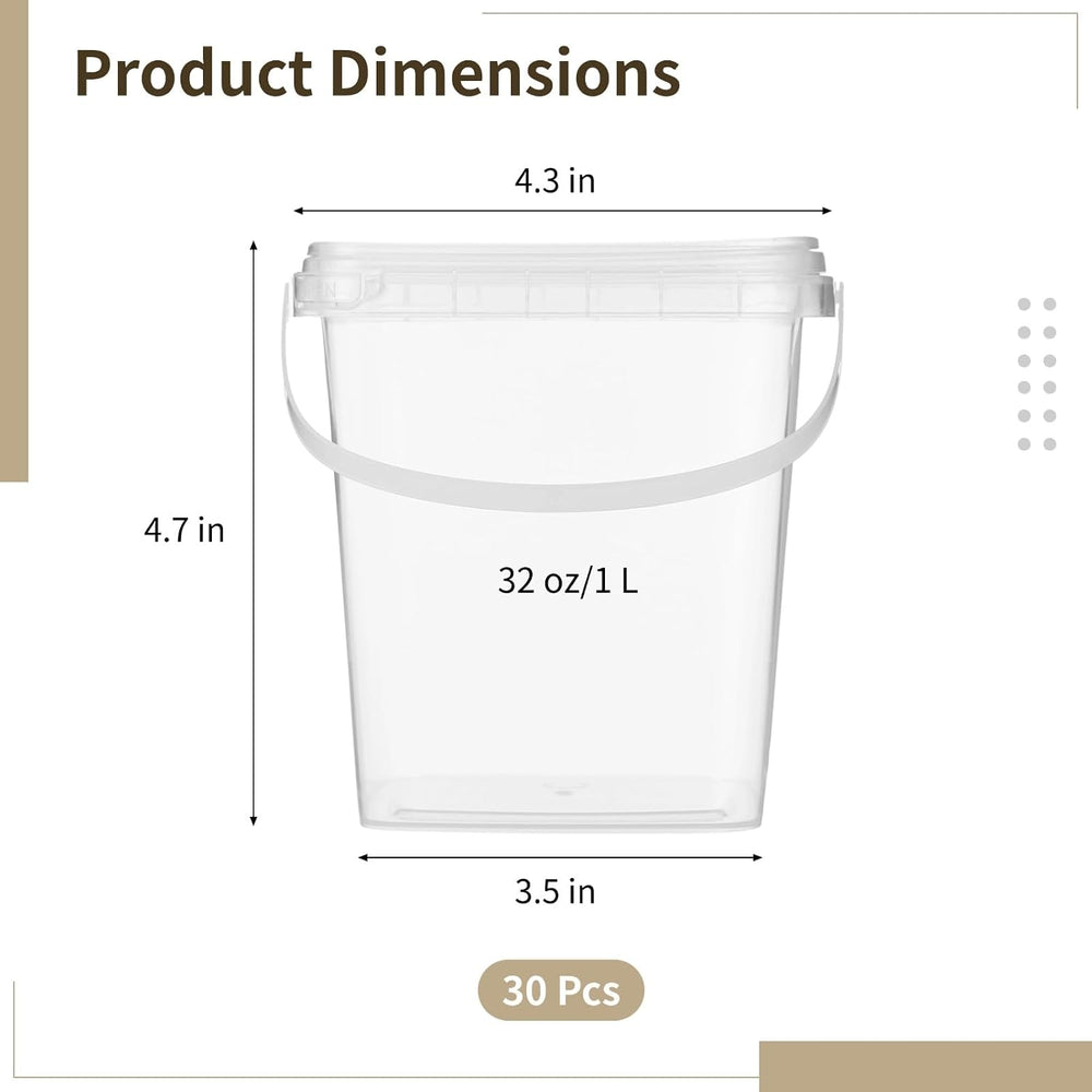Homaisson 30 Pcs Deli Containers with Lids, 32 oz Square Plastic Food Storage...
