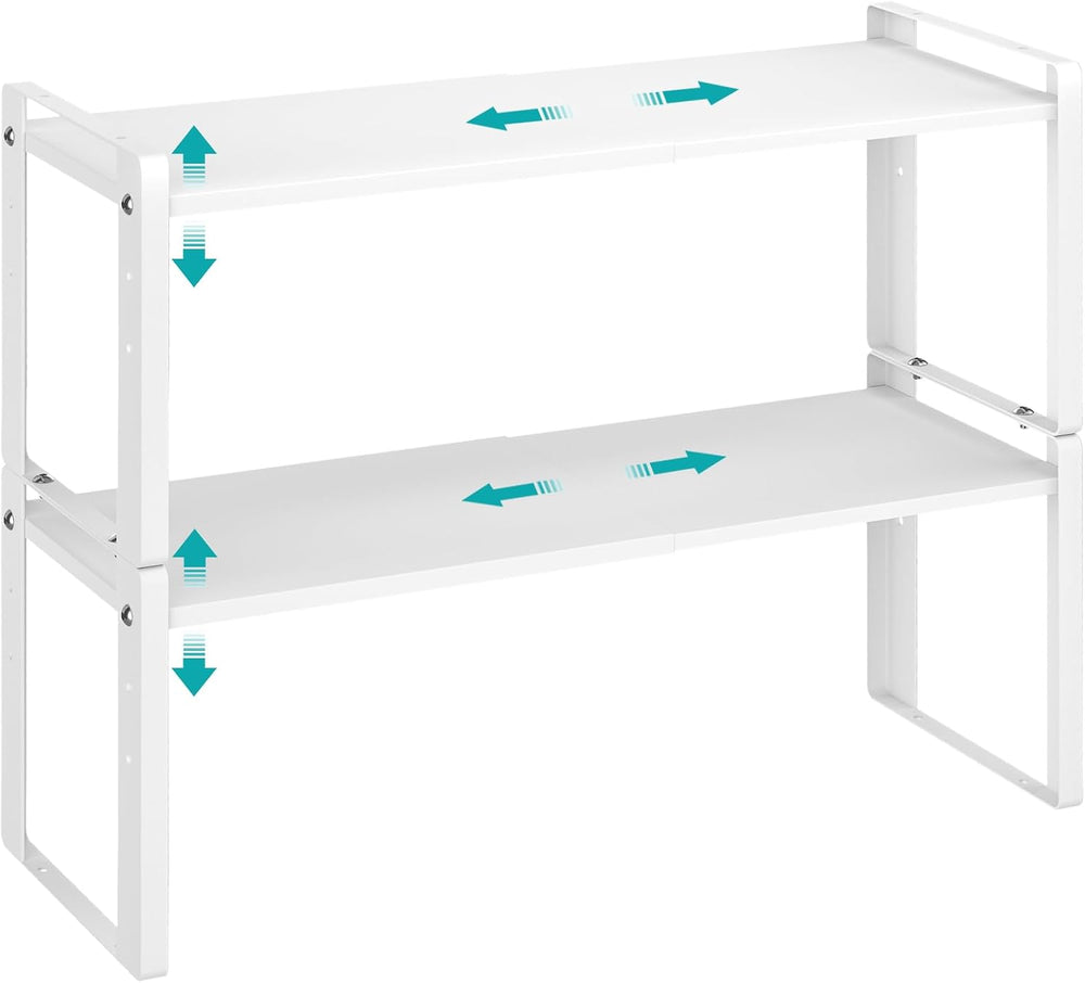 2 Pack Expandable Cabinet Organizer Shelves, 88lbs High Weight Capacity, Stac...