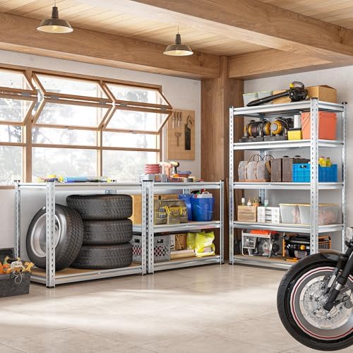 REIBII 5 Tier Garage Shelving for Pantry Garage, Adjustable Storage Shelves