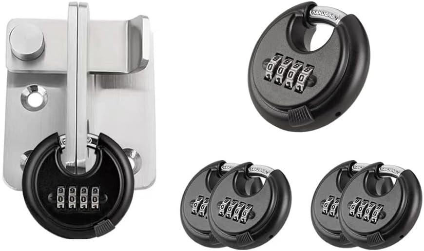 WULALACK Outdoor Combination Lock，4 Digit Discus Combination Padlock,Heavy Du...