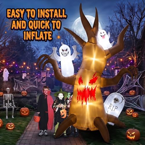 8FT Halloween Inflatable Scary Tree Decorations Blow Up Yard Decor