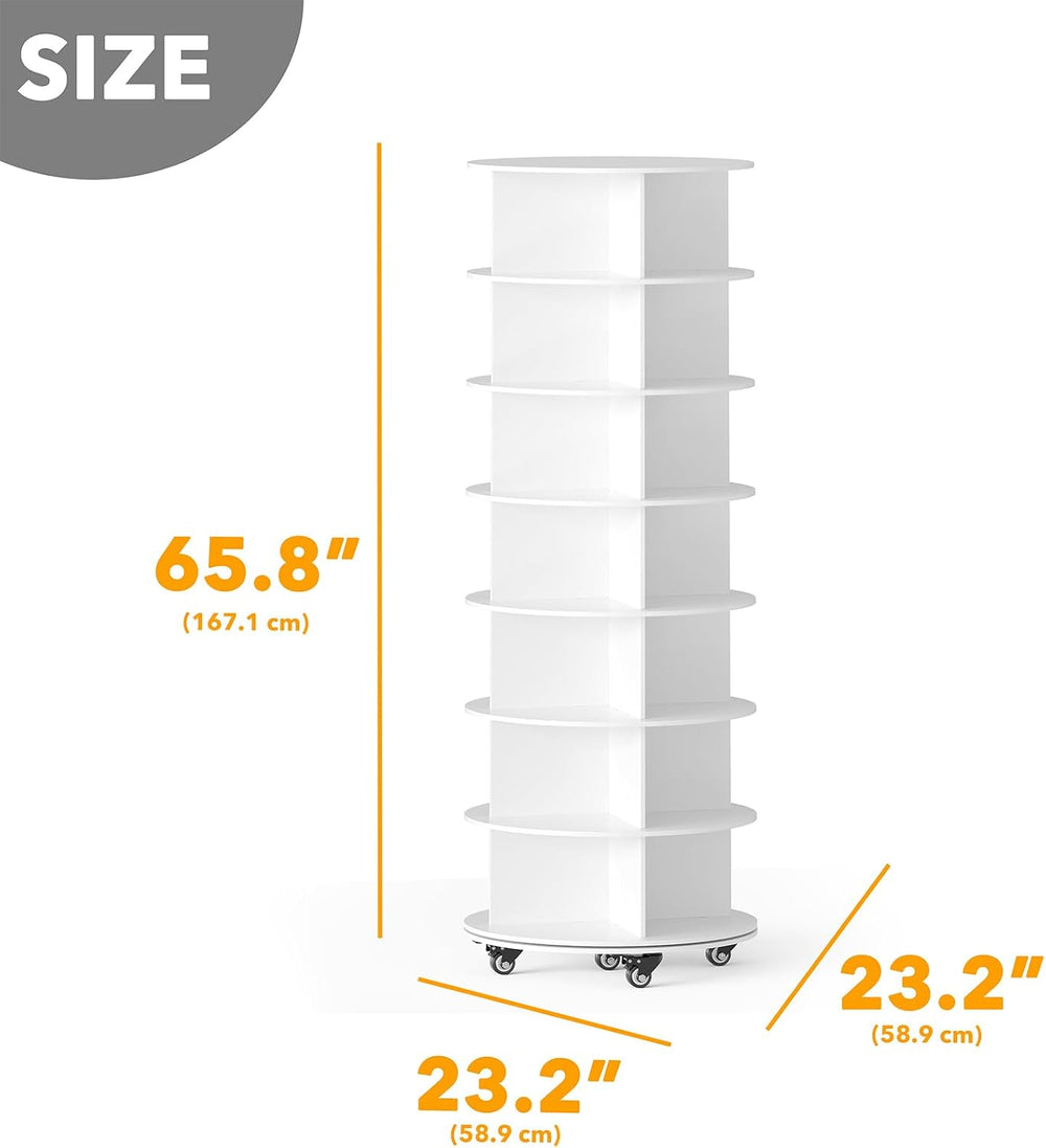 SpaceAid Spinning Shoe Rack with Wheels, 7 Tier Rotating Organizer Shoe Tower...