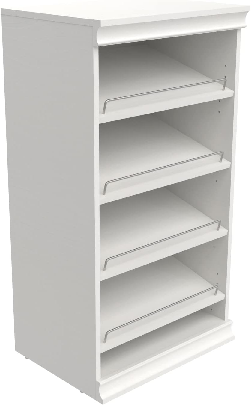 ClosetMaid Modular Storage Shelf Unit with Angled Shoe Shelves, White