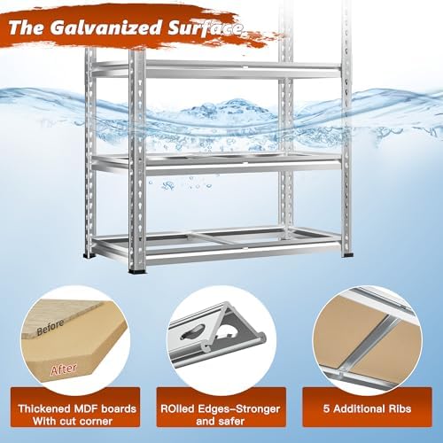 REIBII 5 Tier Garage Shelving for Pantry Garage, Adjustable Storage Shelves