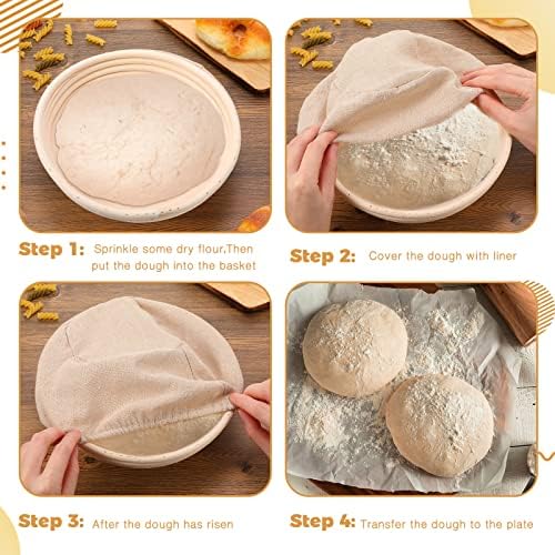 Nuogo 5 Pack Banneton Bread Proofing Baskets 8.5" Round with Liners