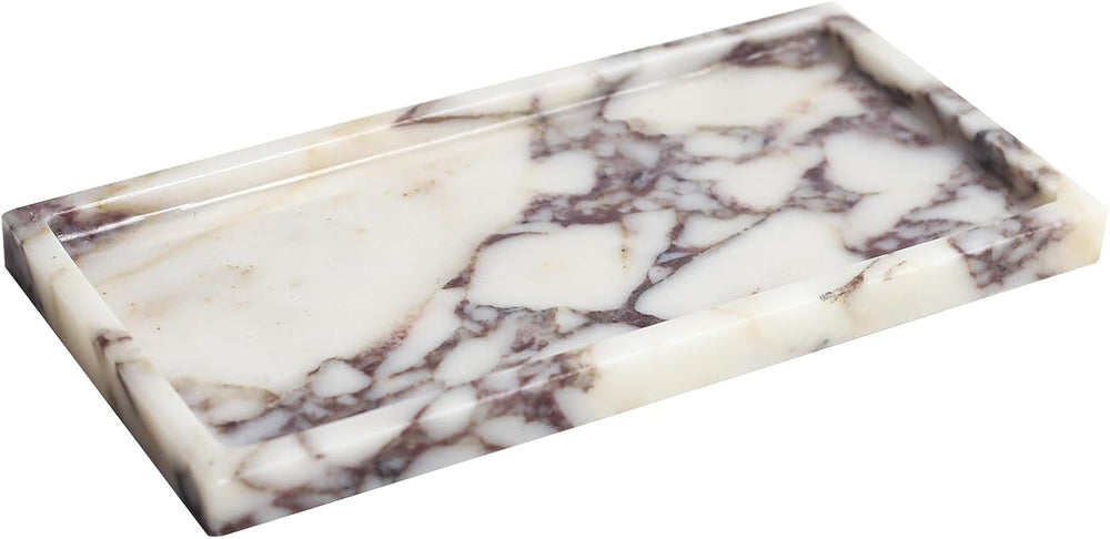 100% Natural Marble Tray, 10"x5" Calaccata Viola Vanity Tray