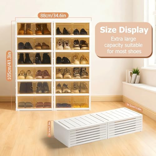 Folding Shoe Rack Storage Device,Large Plastic Folding Shoe Cabinet, Easy to ...