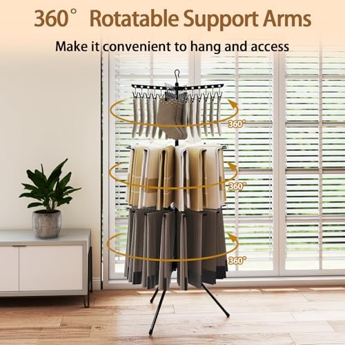 COSTWAY 3-Tier Clothes Drying Rack, 32 Hanging Rods & 24 Clips