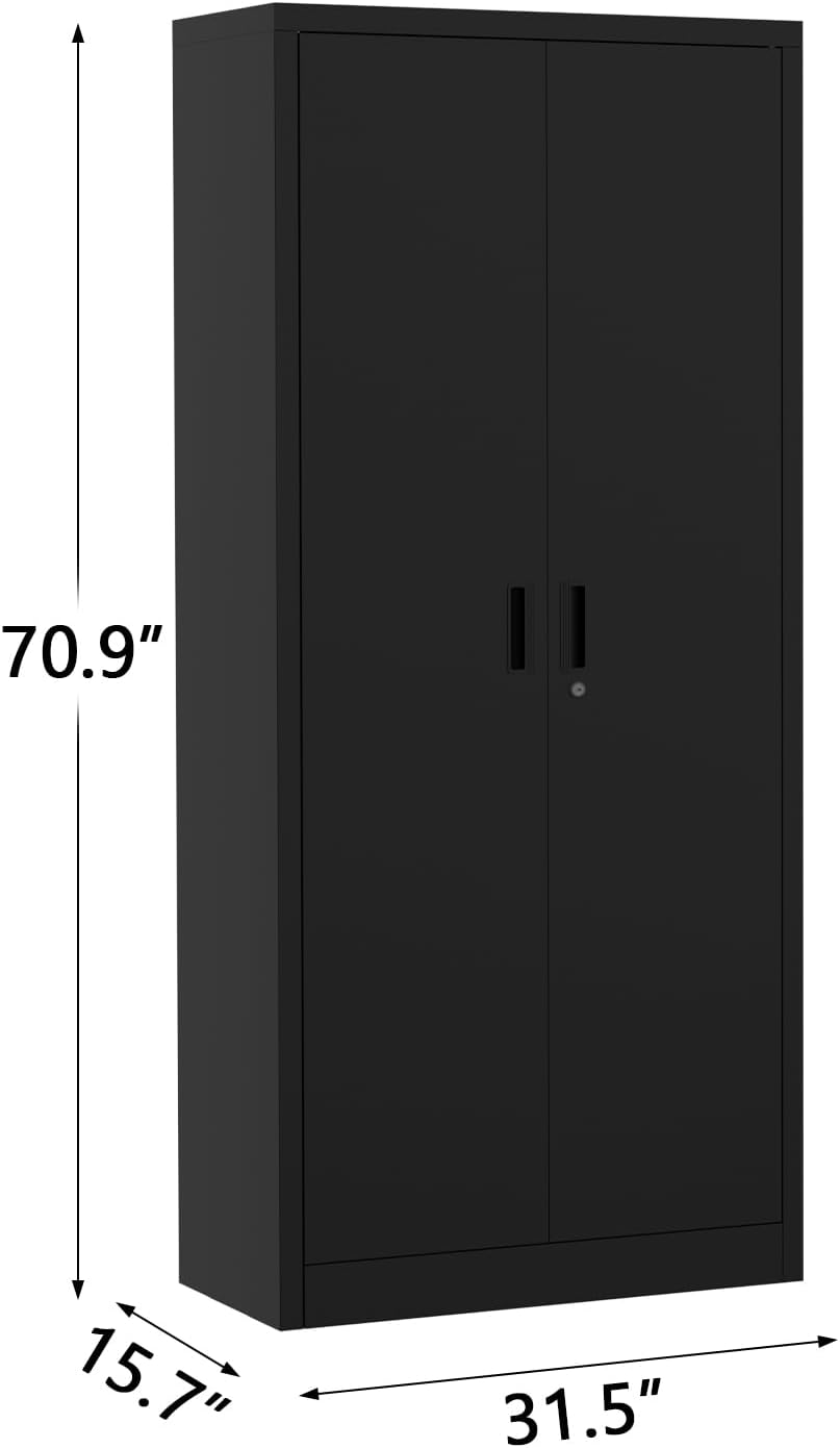 GarveeHome Metal Storage Cabinet with Lock Garage Storage Cabinet Adjustable ...