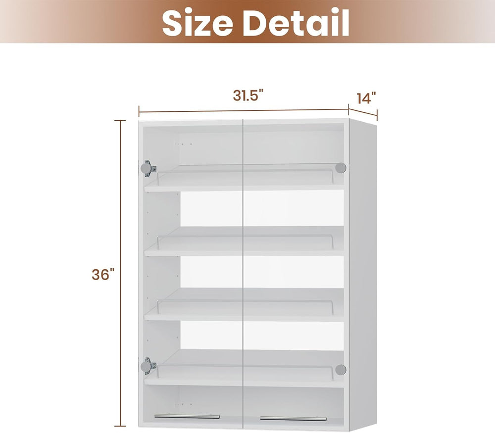 ROOMTEC 31.5" Shoe Shlef Tower Wardrobe Closet with Clear Glass Doors, W...