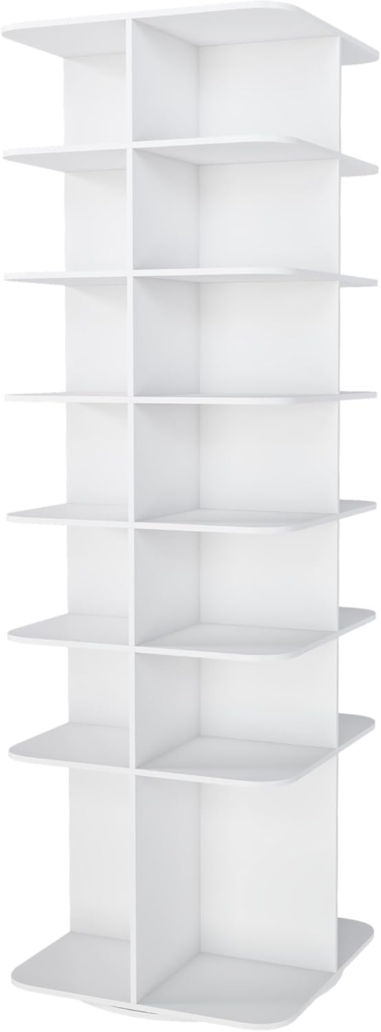 Runboll 7-Tier Rotating Shoe Rack Tower Spinning Shoe Display Lazy Susan Towe...