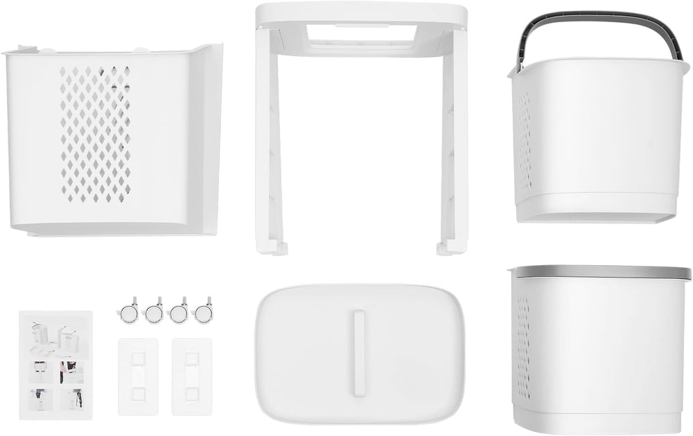 2 Tier Plastic Laundry Hamper, Removable Household Bathroom Clothes Storage B...