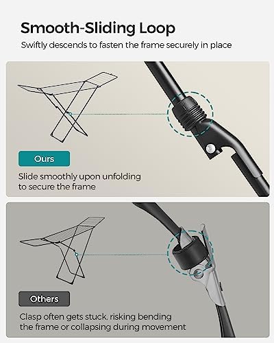 SONGMICS Clothes Drying Rack, Foldable, Heavy Duty, 2 Gullwings