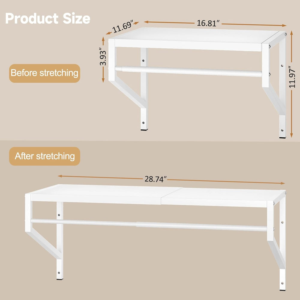 ThreeHio Expandable Closet Shelves Wall Mounted, 2 Pack Closet Shelving with ...