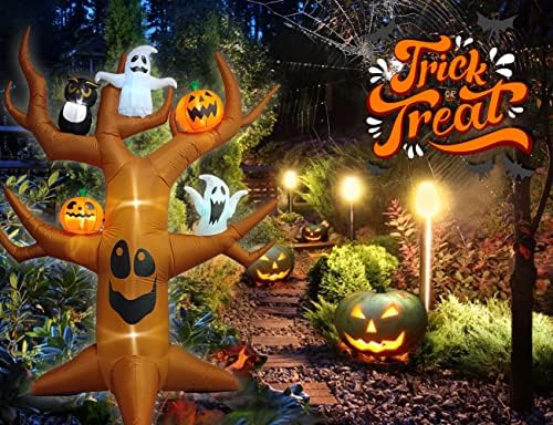 9ft Halloween Inflatable Ghost Tree Halloween Airblown Inflatable Outdoor Dec...