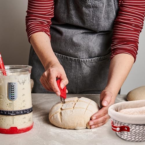 KneadAce Sourdough Starter Kit – 34oz Starter Jar, 2 Oval Banneton Proofing B...