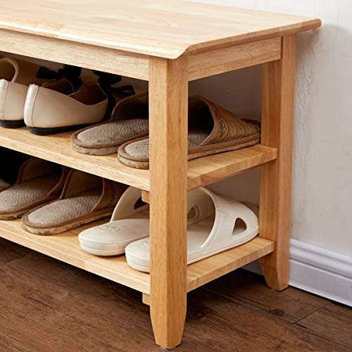 XKZG Shoe Rack Bench Wooden Storage Bench Entryway Bench, Natural, 31.5"